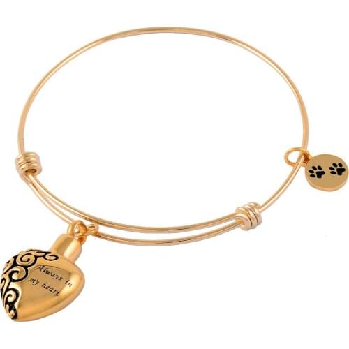 CMB5028 Expandable Wire Bangles With Ash Holder Charms Stainless Steel Urn Bracelets Man Women Jewelry