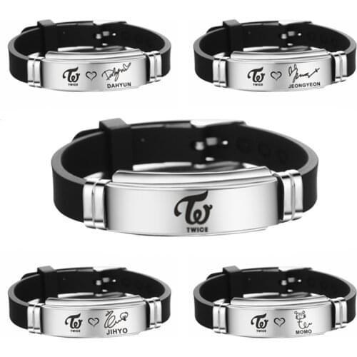 Kpop Twice Bangle Bracelet Music Band Stainless Steel Bracelet Silicone Bracelets Fans Gift