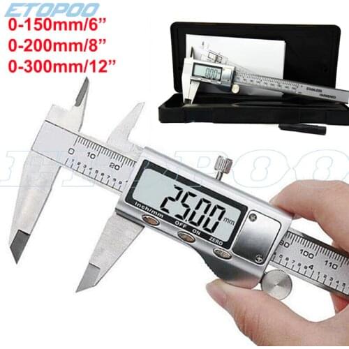 LCD Digital Caliper 0-150-200-300mm Stainless Steel Metal Casing Digital Caliper Vernier Caliper Electronic Caliper+Original Box
