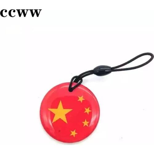 Flag Of China ID 125Khz EM4305 Rewritable Blank Token RFID Door Key Badge Token Tag Keychain For Access Control Card