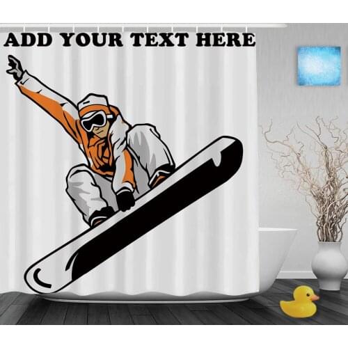 Personalized Snowboarder Shower Curtain Customize Your Text Bathroom Shower Curtains Polyester Fabric With Hooks