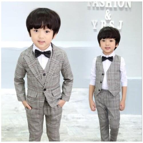 Formal Kids Child Boys Suits Costume Gentleman Blazers Suit Wedding Boy suits Children Party Vest + Blazer + Pants 3pcs Clothing