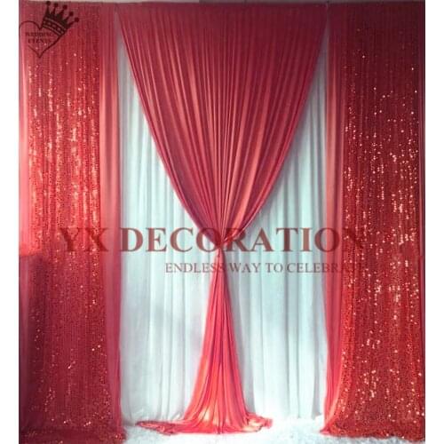 Good Looking Ice Silk Backdrop Curtain With Sequin Fabric Drape Swag Valance Stage Background Photo Booth