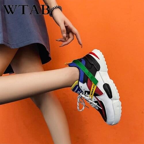 WTAB new men women sneakers spring/autumn shoes 2019 casual mesh lovers running shoes basket femme white sneaker female platform