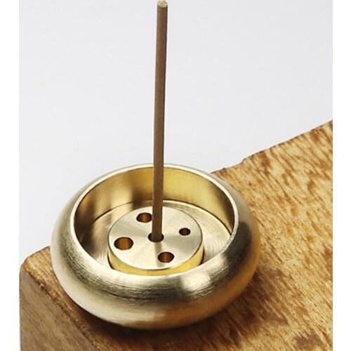 Incense Burner Brushed Surface Anti-oxidation Compact Detachable 5 Holes Brass Stick Holder for Home Incense Burner