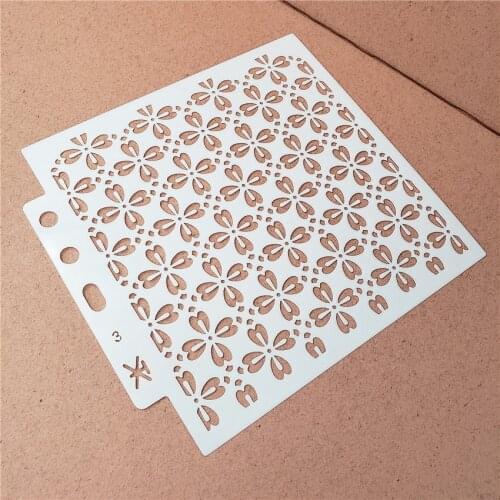 Hote Sale Spray flowers 13*14cm scrapbook stencils spray plastic mold shield DIY cake hollow Embellishment printing lace ruler