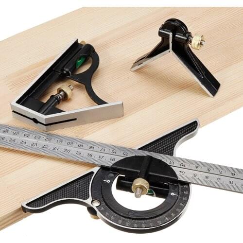 Practical Square Right Angle Ruler Multi Combination Set Stainless Steel Protractor Straightedge for Woodworking Engineers