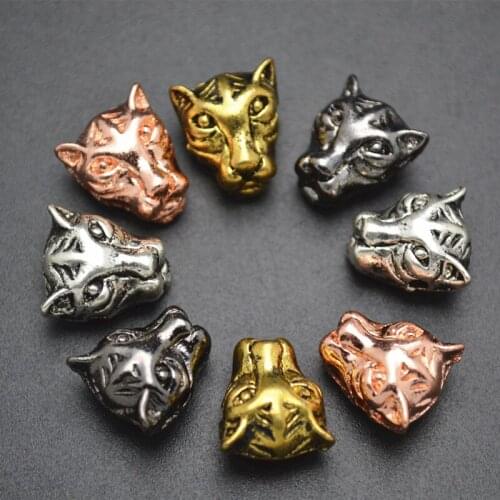 Cute Leopard Head Metal Spacer Loose Bead Fashion Jewelry Charms