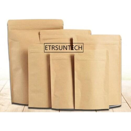 Zipper Brown Kraft Paper Bag Aluminum Foil Packaging Bag Coffee Tea Snack Food Storage Self Seal Bag