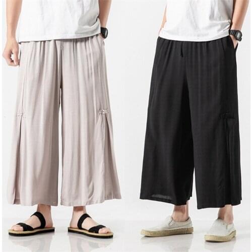 Mens Summer Casual Wide Leg Pants Thin Cotton Linen Fashionable Soft Trousers Drawstring Waist Breathable Pants Big Size M-8XL