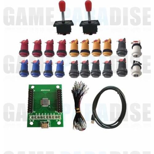 DIY Arcade Parts Bundles Kit With America Joystick,Pushbutton,Microswitch,2 Player USB To Jamma Board