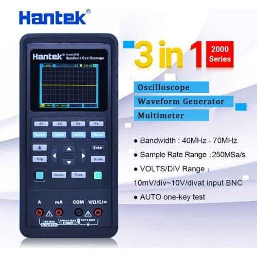Hantek 2C42 2C72 2D42 2D72 Oscilloscope multimeter +Waveform Generator 3 in 1 handheld USB oscilloscope automotive 2 Channels
