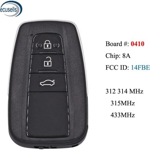 Board 0410 3 Button ASK312/314.3/433MHz Smart Remote Key 8A Chip FCC ID:14FBE Suit for Avalon C-HR RAV4 Prius 2018-2019