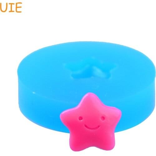 QYL031U 11.8mm Mini Smiling Star Cookie Silicone Push Mold - Cupcake Topper, Fondant Craft, Chocolate, Resin, Clay, Jewelry