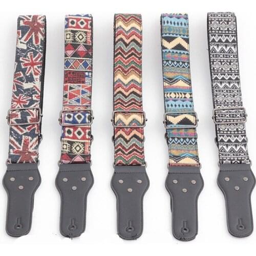Bohemia Style Adjustable Wide Electric Acoustic Bass Electric Guitar Folk Guitar Bass Strap Leather Guitar Strap
