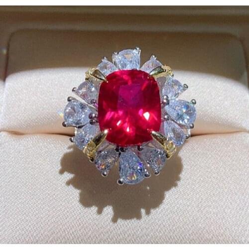 QTT Luxury Promise Ring Round Red AAA Cubic Zirconia Dazzling Rings For Women Wedding Engagement Gift 2021 Trend Fine Jewelry