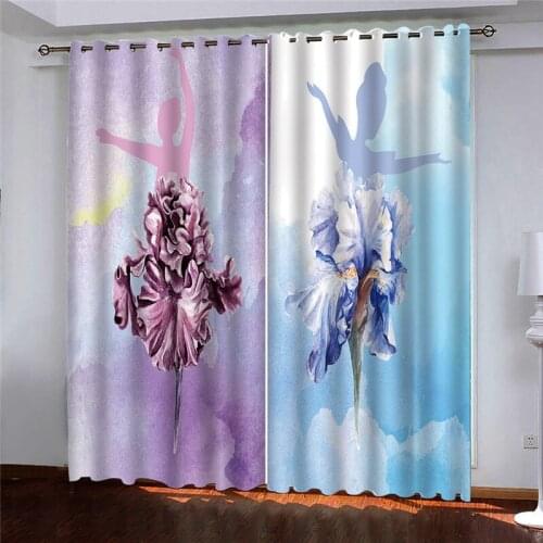 Custom curtains Colorful dancing flowers Beauty Digital Photo Printing Blackout 3D Curtains for Living Room Bedding Room Hotel