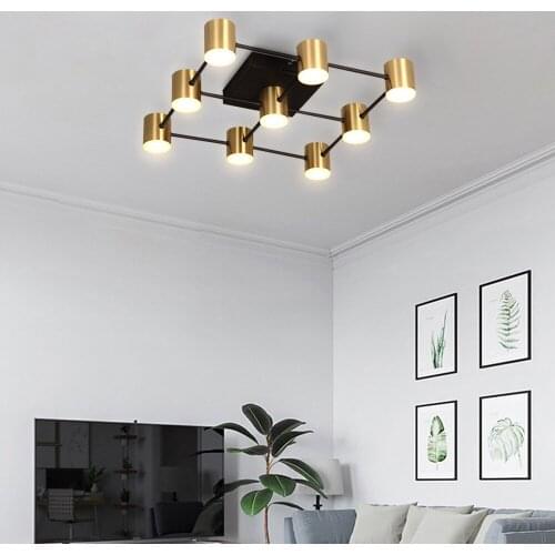 Modern LED Ceiling Light 9 Heads Brass Plafond lamp 45W For Living Dining Room Bedroom Home Decor Light Ceiling Fixtures