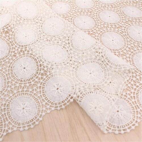 Vintage Hollowed Circle Pattern Embroidery Venice Lace Fabric Crochet Floral Bridal Guipure Fabric DIY Clothes Wedding Dress