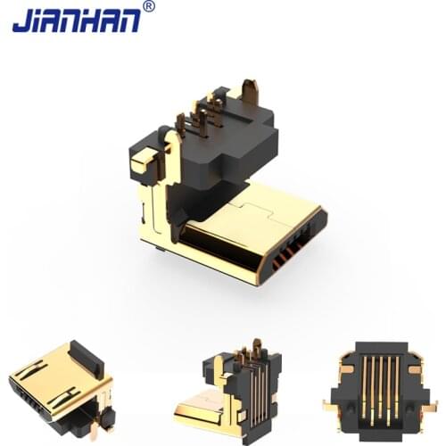 1-100 packs 90 Degree Micro USB Connector 5 Pin Flat Micro USB Connectors Adapter for PCB USB 2.0 Charging Cable Android Phone