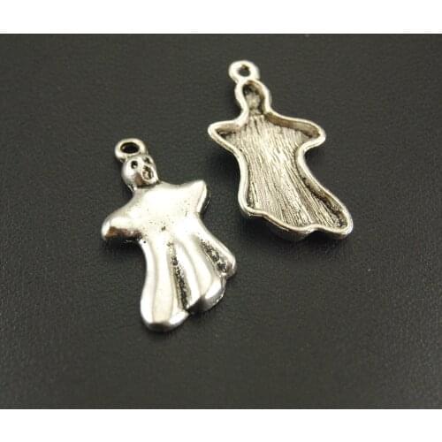 10 pcs Silver Color Ghost Charms Handmade Charms Pendants Jewelry Findings 29x15mm A657
