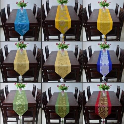 10 Kinds of Styles Upscale Silk Brocade Table Runner Bed Flag Home Tea Table Cloth 33X200CM Tablecloth For Wedding Supplies