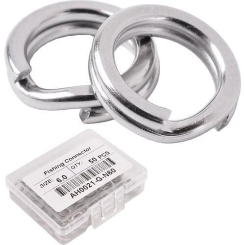 50pcs 304 Stainless Steel Connector Fishing Split Rings Swivel 3#-8# Double Circle Round Snap Lure Open Carp Fishing Accessories