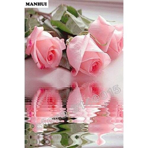 5D Diamond Embroidery Pink flower Diamond Cross Stitch Crystal Square Diamond Sets Mosaic Decorative Diy Diamond Painting BEC007