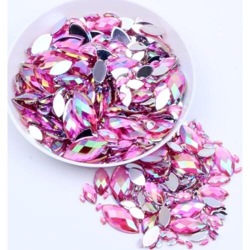 5x10mm 5000Pcs AB colors Acrylic Flatback Marquise Earth Facets Acrylic Rhinestone Strass High Shine Beads