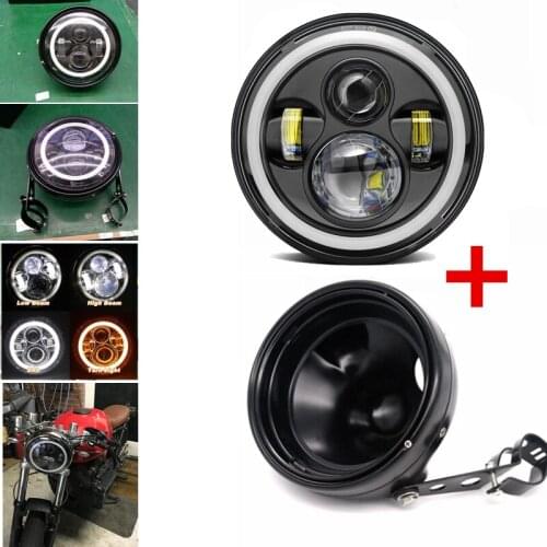 7 Inch Motorcycle Headlight Round H4 LED Head Lamp Mount Headlight Shells for Honda for Kawasaki for Suzuki for Yamaha Motorbike