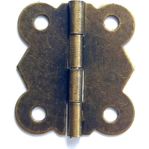 80pcs 26*30mm 180 Degrees Antique Bronze Hinge Butterfly Hinge Wooden Gift Box Packaging Small Parts Flat Hinge for Case Diy