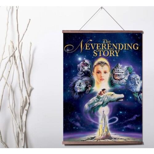 Neverending Story Movie Art Canvas poster decoration painting with solid wood hanging scroll