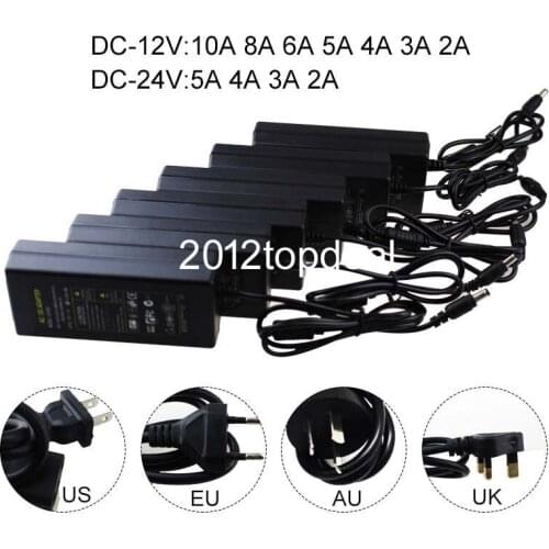 12V 1A 2A 3A 5A 6A 8A 10A Power supply for led strip EU/US/UK/AU adapter for AC110-220V to DC12V options plug transformer