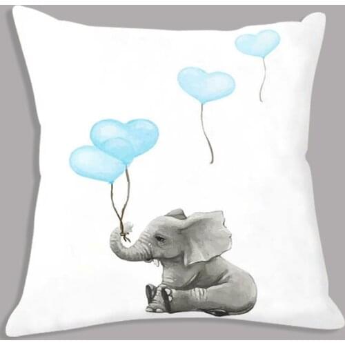 White Elephant Cushion Balloon Cartoon Throw Pillow 45x45cm Nordic Decorative Cushion for Sofa Kids Room Decoration