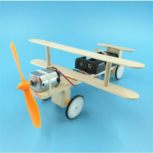 DIY Wooden Wind Power Electric Glide Plane Model Kit Physical Science Experiments Tool Preschool Educational Toy for Kids Gifts