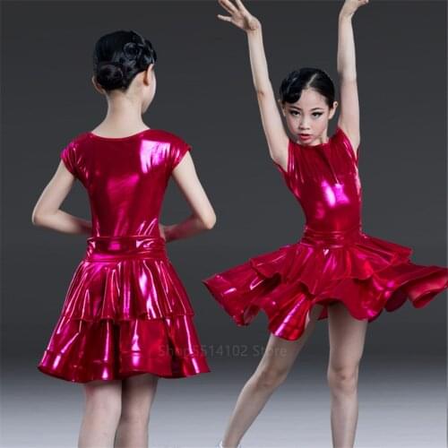2020 Children Latin Ballroom Dance Competition Dress Girls Jazz Tango Professional Competition Metallic Luster Eye-catching Wear