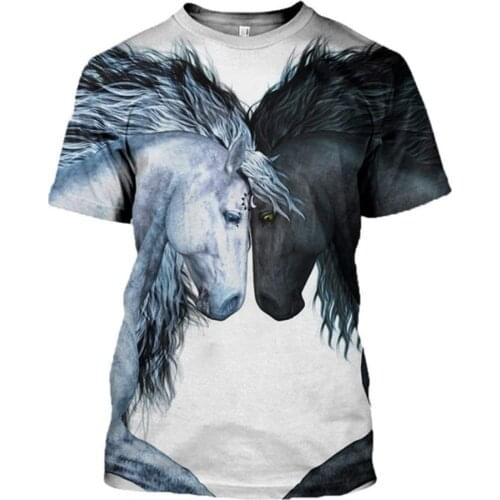 CLOOCL Love Horse Series Men T-shirts Animal Design Pullovers Tops Casual Men Clothing Unisex Short Sleeve Harajuku Streetwear