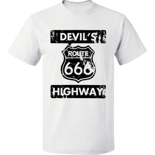 Logo Devil Highway Route 666 Biker Classic T-Shirt Free Shipping Size S-3Xl T Shirt Casual Men Clothing Summer Style Unisex Tees