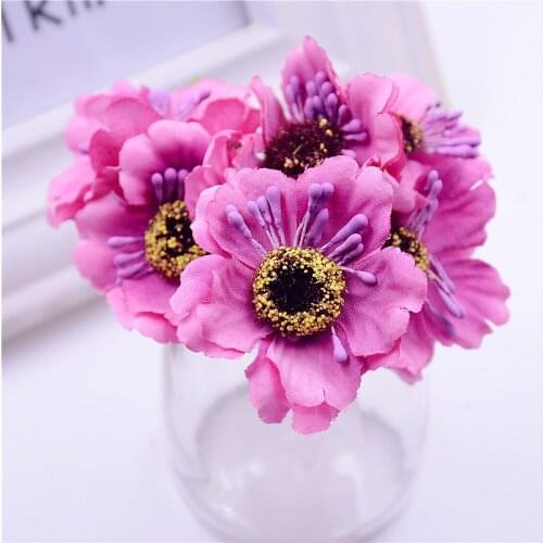 6pcs 3.5cm mini silk cherry artificial poppy bouquet DIY handmade tattoo wreath scrapbook wedding decoration craft fake flower