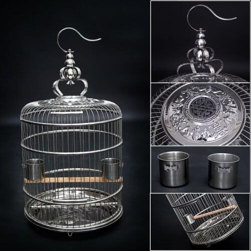 Stainless steel bird cage round walk parrot myna metal bird cage for large villas