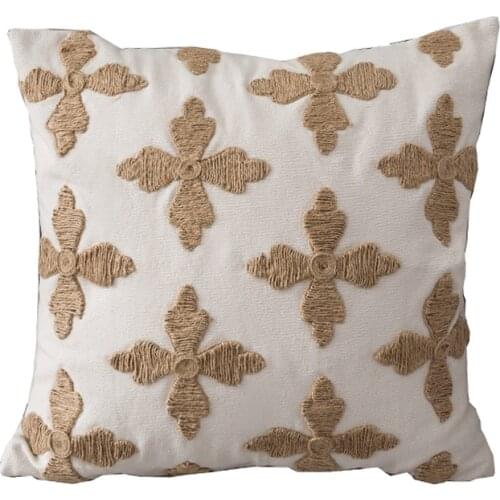 Clover Pillow Case Minimalism Embroidery Pillowcase Square Pillow Cover Decorative Nordic Hotel Home Cafe Shop Christmas 50x50cm