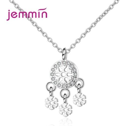 Korean Style Women925 Sterling Silver Dedicate Cubic Zircon Circle Pendant Necklaces Clavicular Chain Jewelry Charms Choker Gift