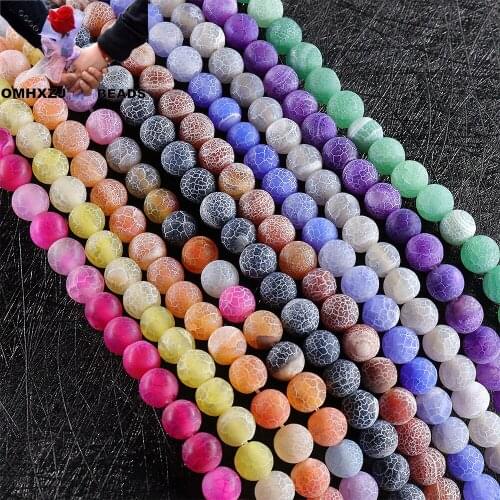 OMH Z38 4/6/8/10/12mm Frosted Weathered Agate Matte Natural Jade DIY Accessories Semi-finished Button String Round Loose Beads