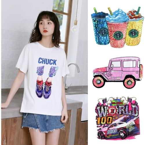 Hot fashion large embroidery car sequin cloth stickers clothes patch coat T-shirt hole stickers cartoon decorative stickers E-02