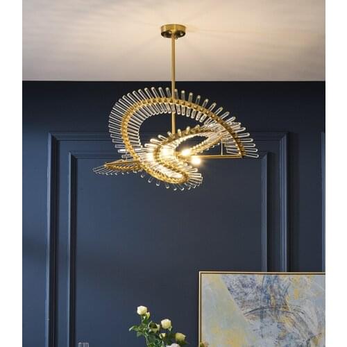 JUBILANT Postmodern Luxury LED Crystal Chandelier Nordic Creative Living Room Hanging Lights Hotel Decor Lamps Restaurant Round