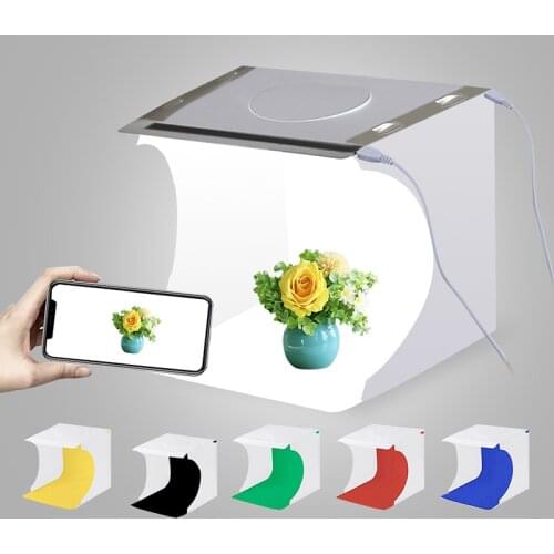 PULUZ 20cm Mini Photo LED Light Studio Box Photo Tent White Light Studio Shooting Lightbox 6 Color Backdrops Photo Tent Box Kits