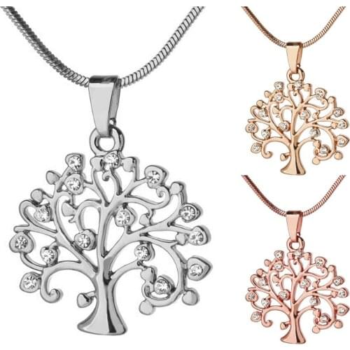 Trendy Tree of Life Pendant Necklace Women Jewelry Fashion Crystal CZ Cubic Zirconia Statement Necklaces & Pendants Shellhard