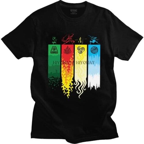 Male Avatar The Last Airbender T Shirt Short Sleeve Cotton Tshirts Handsome T-shirt Leisure The Legend of Aang Tee Tops Clothes