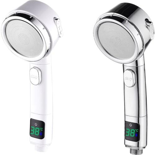Digital Display Bath Head Shower Bathroom Adjustable Plastic Shower Head High Pressure 3-Function SPA Showerhead Nozzle Rainfall