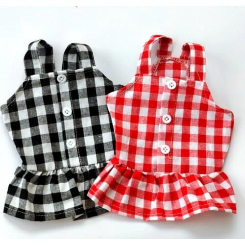 NEW Summer Dog Clothes Cotton Plaid Suspender Skirt Dresses for Small Dogs Yorkshire Maltese Cat Costume Puppy Pet Dresses
